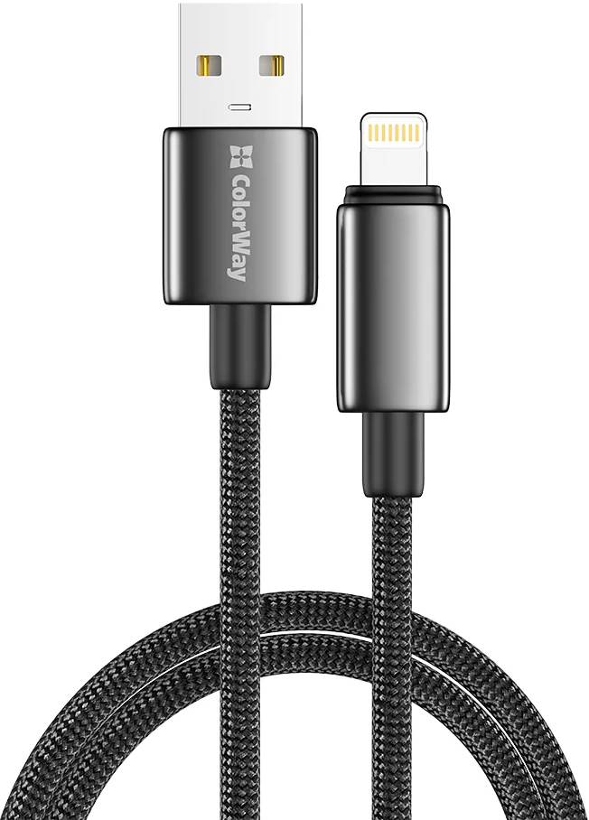 Кабель Colorway USB - Apple Lightning (zinc alloy braided) 3А 1м Black (CW-CBUL098-BK)